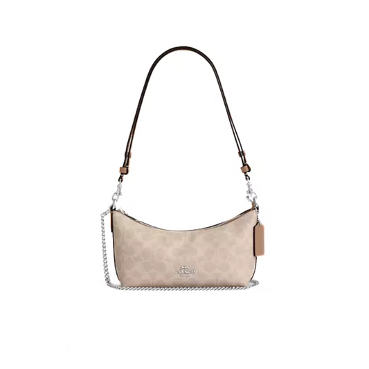 COACH Caitlin Shoulder Bag In Signature Canvas Silver Sand Taupe by COACH