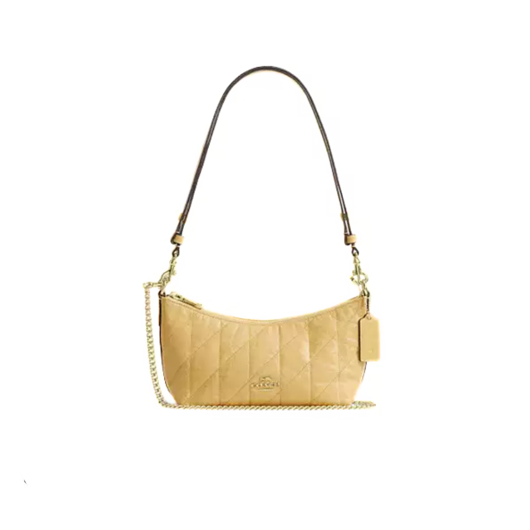 COACH Caitlin Shoulder Bag With Quilting glazed leather Gold Soft Yellow by COACH