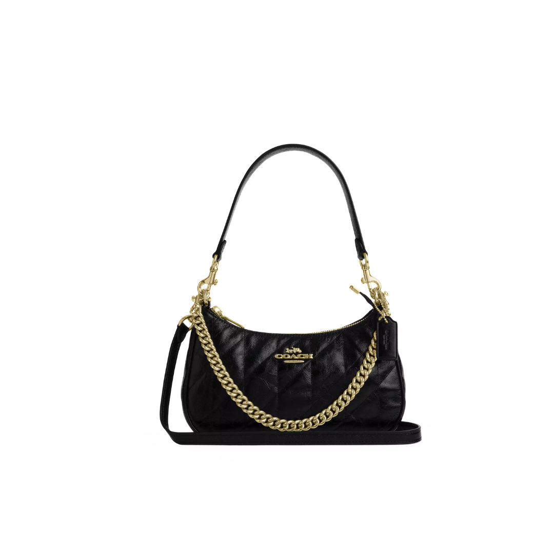 Coach Teri Shoulder Bag With Quilting Gold Black by COACH