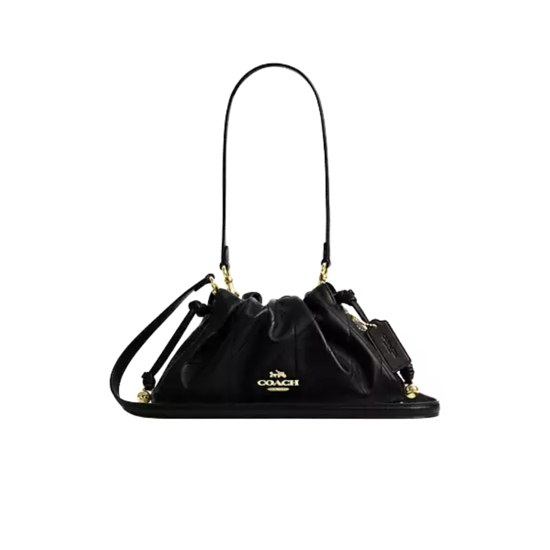 Coach Faye Shoulder Bag With Quilting nappa leather Gold Black by COACH