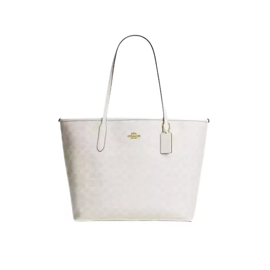 Coach City Tote Bag In Signature Canvas Gold White Chalk by COACH
