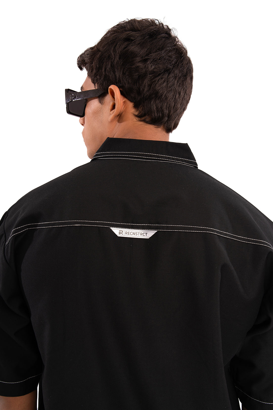 Void contrast stichline shirt - Jet black by RECNSTRCT