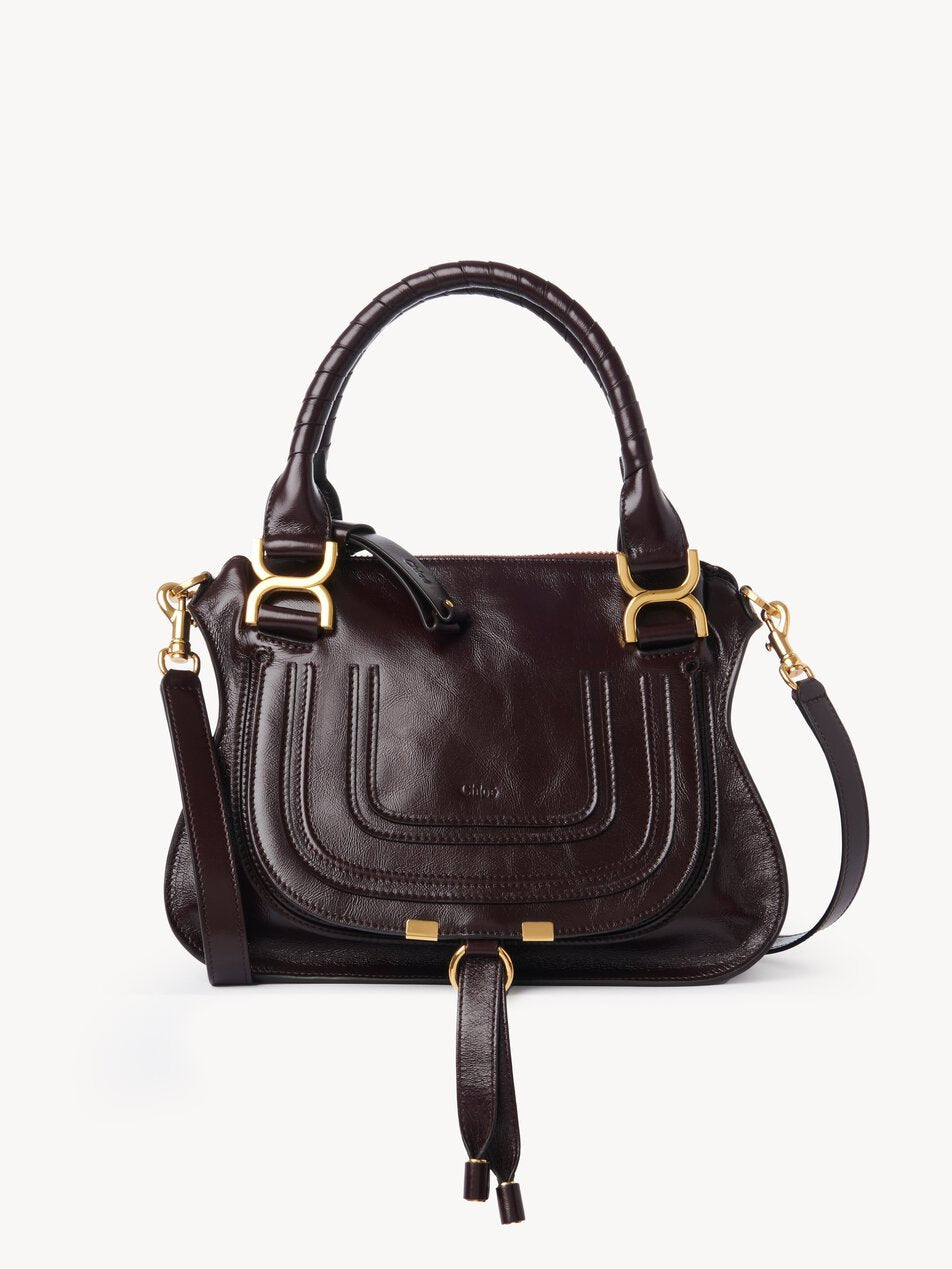 CHLOE Small Marcie bag in shiny leather Auburn Red by CHLOE