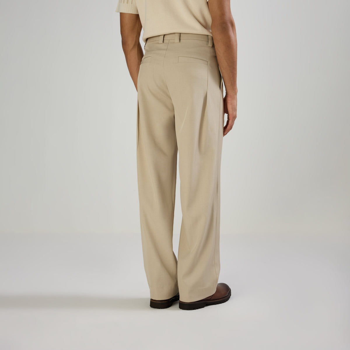 CLASSIC PLEATED TROUSERS - CREAM by Warping Theories