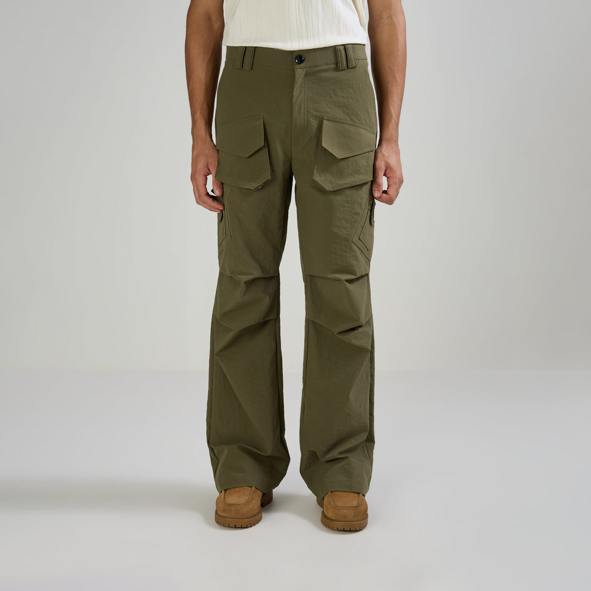PARACHUTE PANTS TYPE-2 - OLIVE by Warping Theories