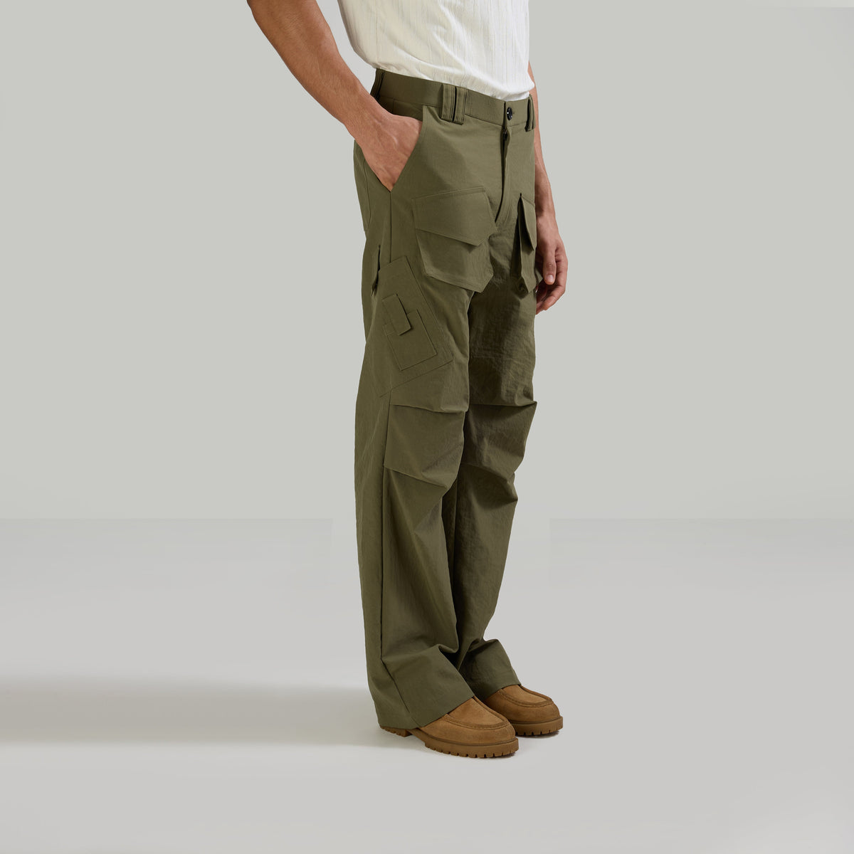 PARACHUTE PANTS TYPE-2 - OLIVE by Warping Theories