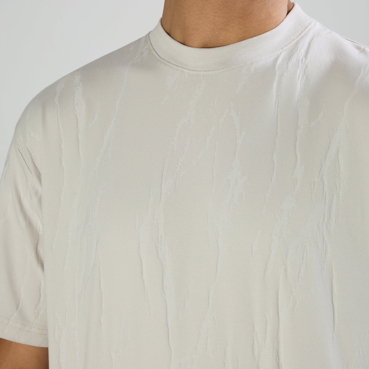 JACQUARD ROUND NECK T-SHIRT - MILD GREY by Warping Theories