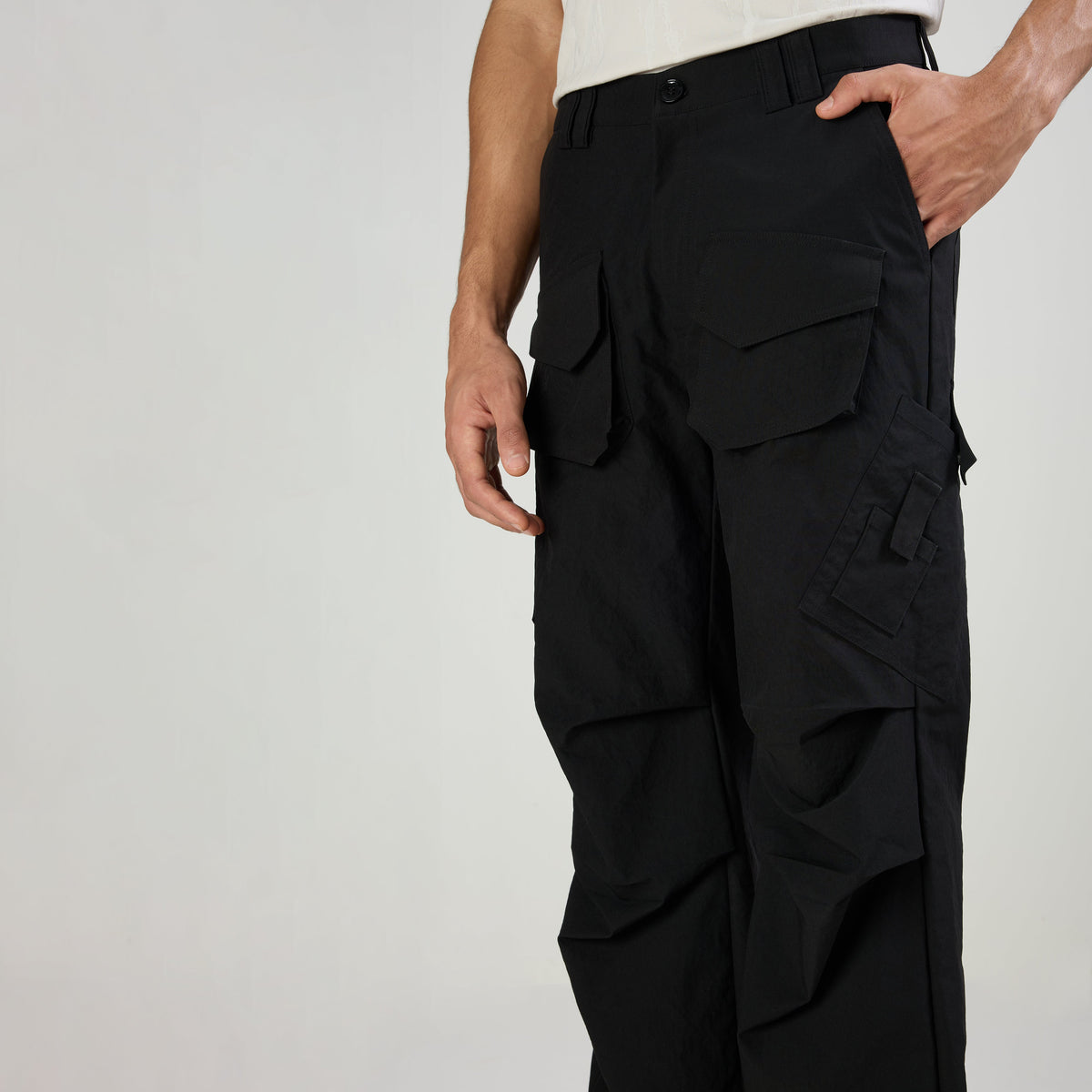 PARACHUTE PANTS TYPE-2 - BLACK by Warping Theories