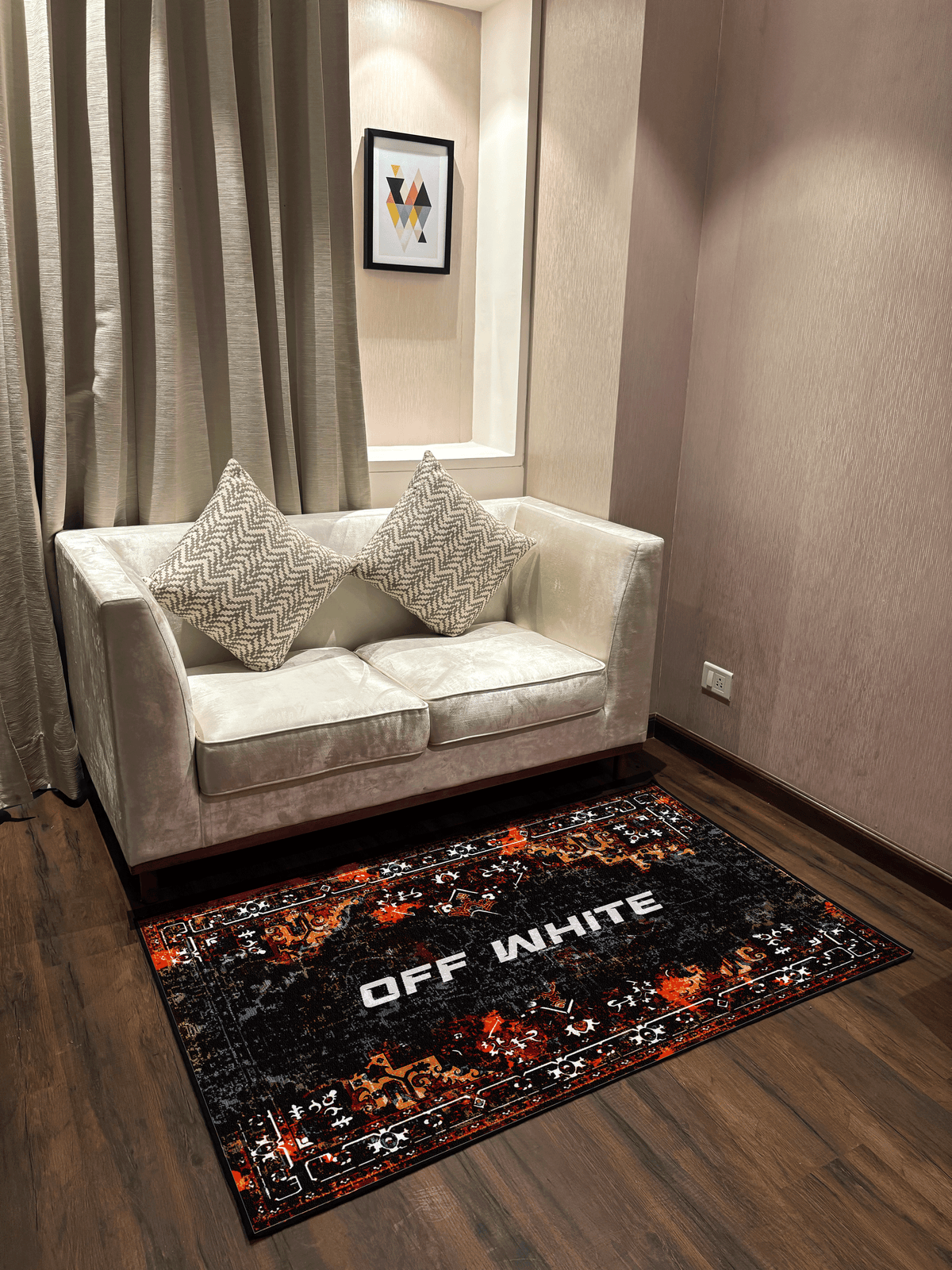 Off White traditional design Washable Custom Rug by THE DRIP CO. RUGS