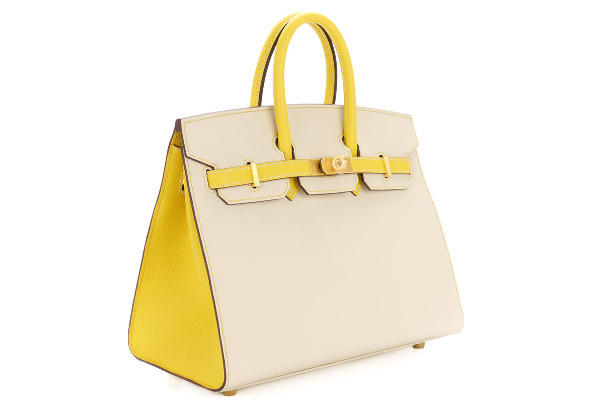 Hermès Birkin 25 HSS Nata/Lime Epsom Sellier Brushed Gold Hardware - view 2