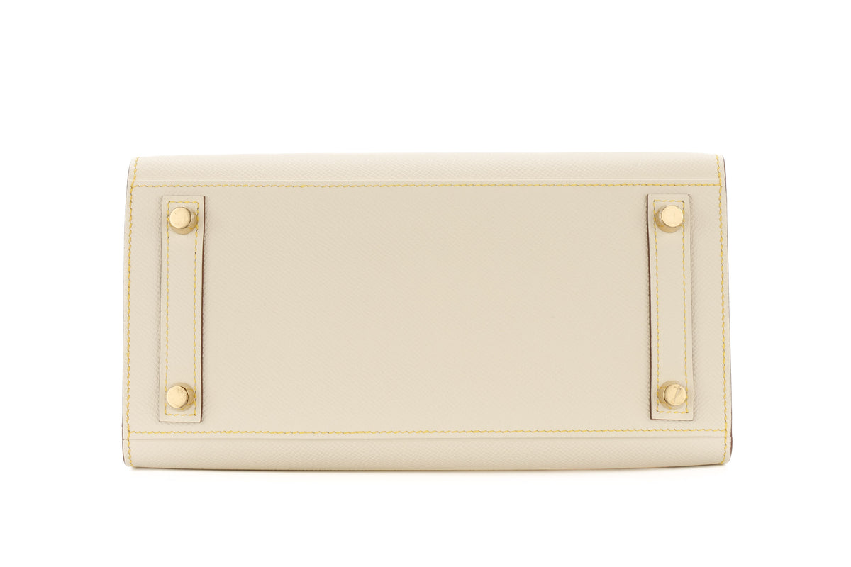 Hermès Birkin 25 HSS Nata/Lime Epsom Sellier Brushed Gold Hardware - view 6