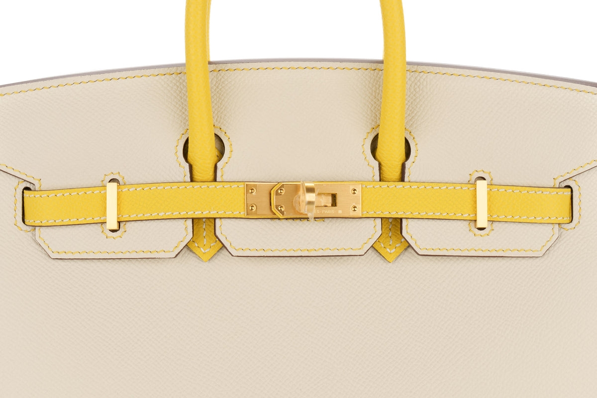Hermès Birkin 25 HSS Nata/Lime Epsom Sellier Brushed Gold Hardware - view 7