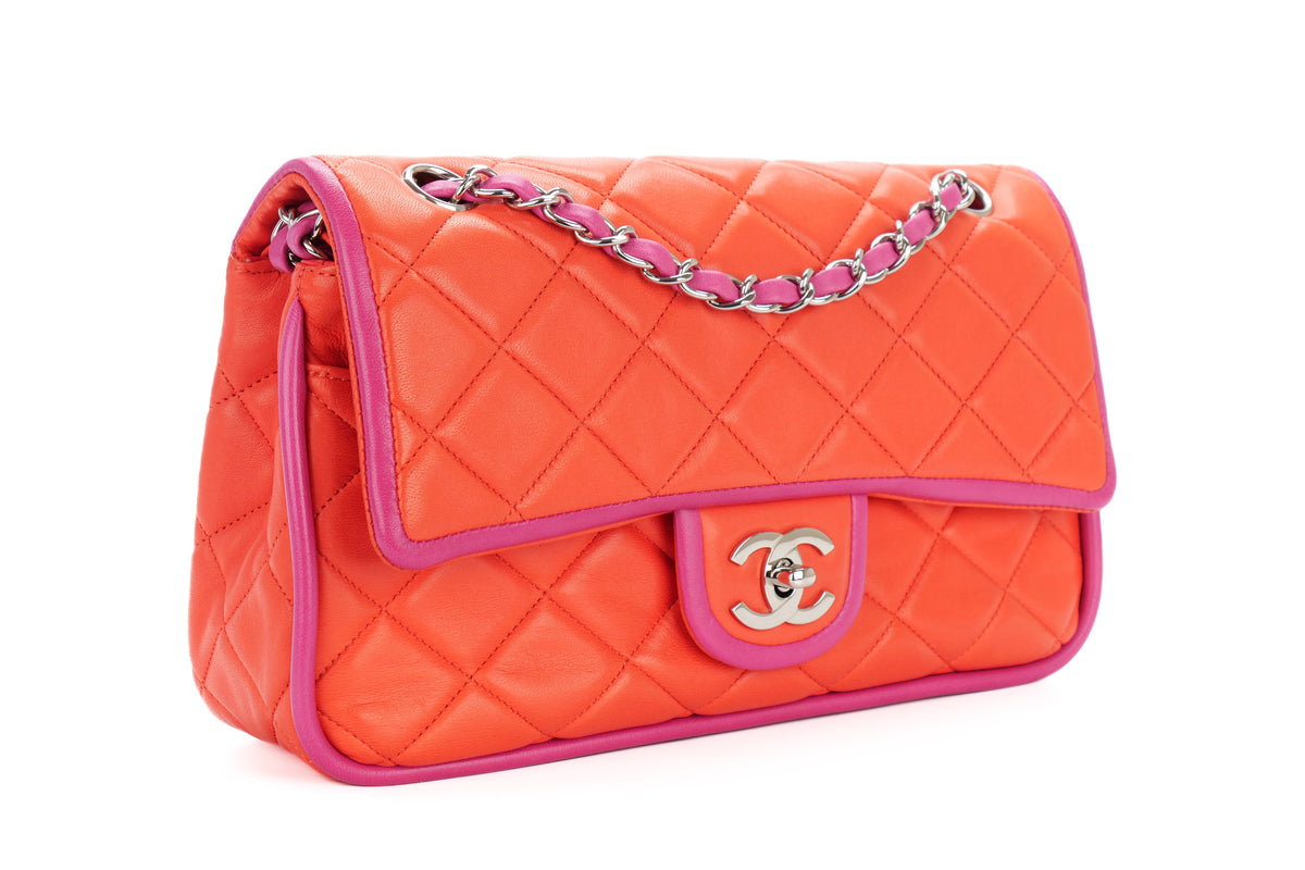 Chanel Medium Double Flap Bicolor Lambskin Silver Hardware - view 2