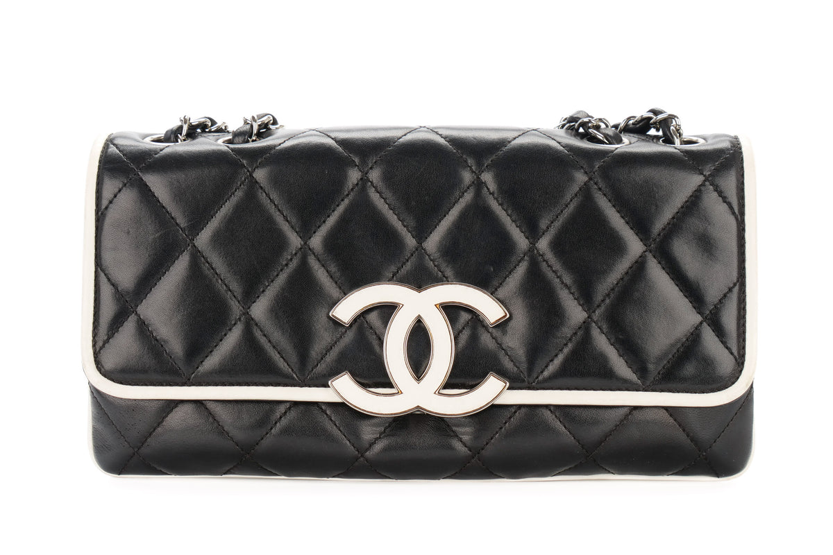 Chanel Medium Bag Quilted Divine Black Lambskin Silver Hardware - view 1