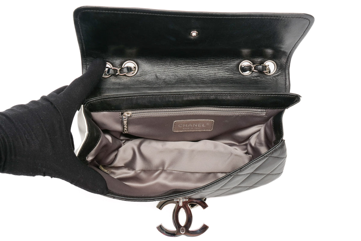 Chanel Medium Bag Quilted Divine Black Lambskin Silver Hardware - view 10