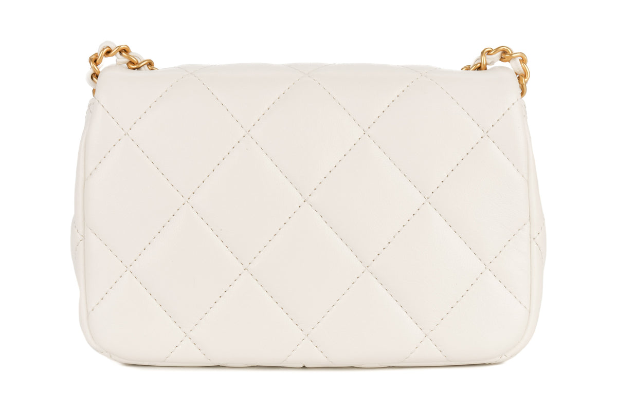 Chanel Mini Bag White Pearl Lambskin Gold Hardware - view 3