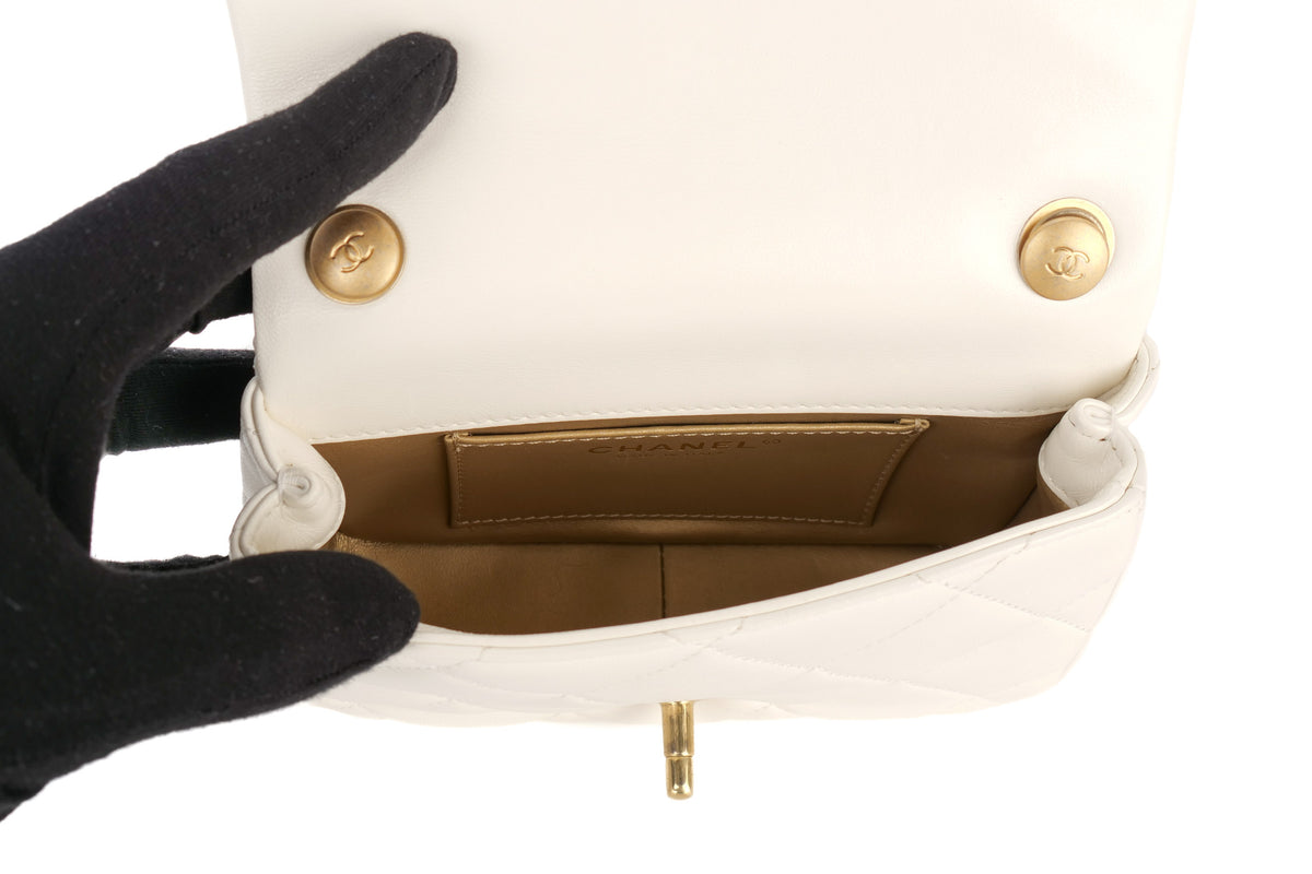 Chanel Mini Bag White Pearl Lambskin Gold Hardware - view 11