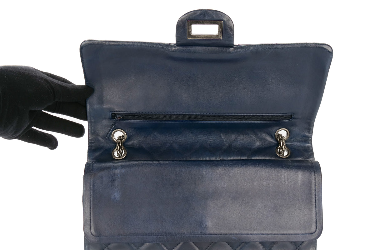 Chanel 2.55 Reissue 227 Navy Lambskin Ruthenium Hardware - view 9
