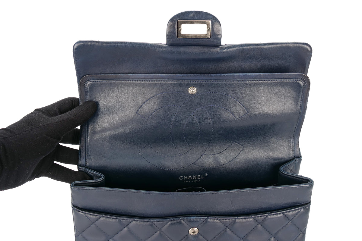 Chanel 2.55 Reissue 227 Navy Lambskin Ruthenium Hardware - view 10