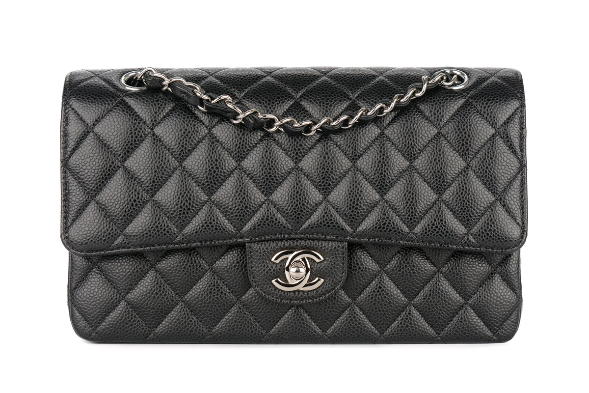 Chanel Medium Double Classic Flap Black Caviar Silver Hardware - view 1