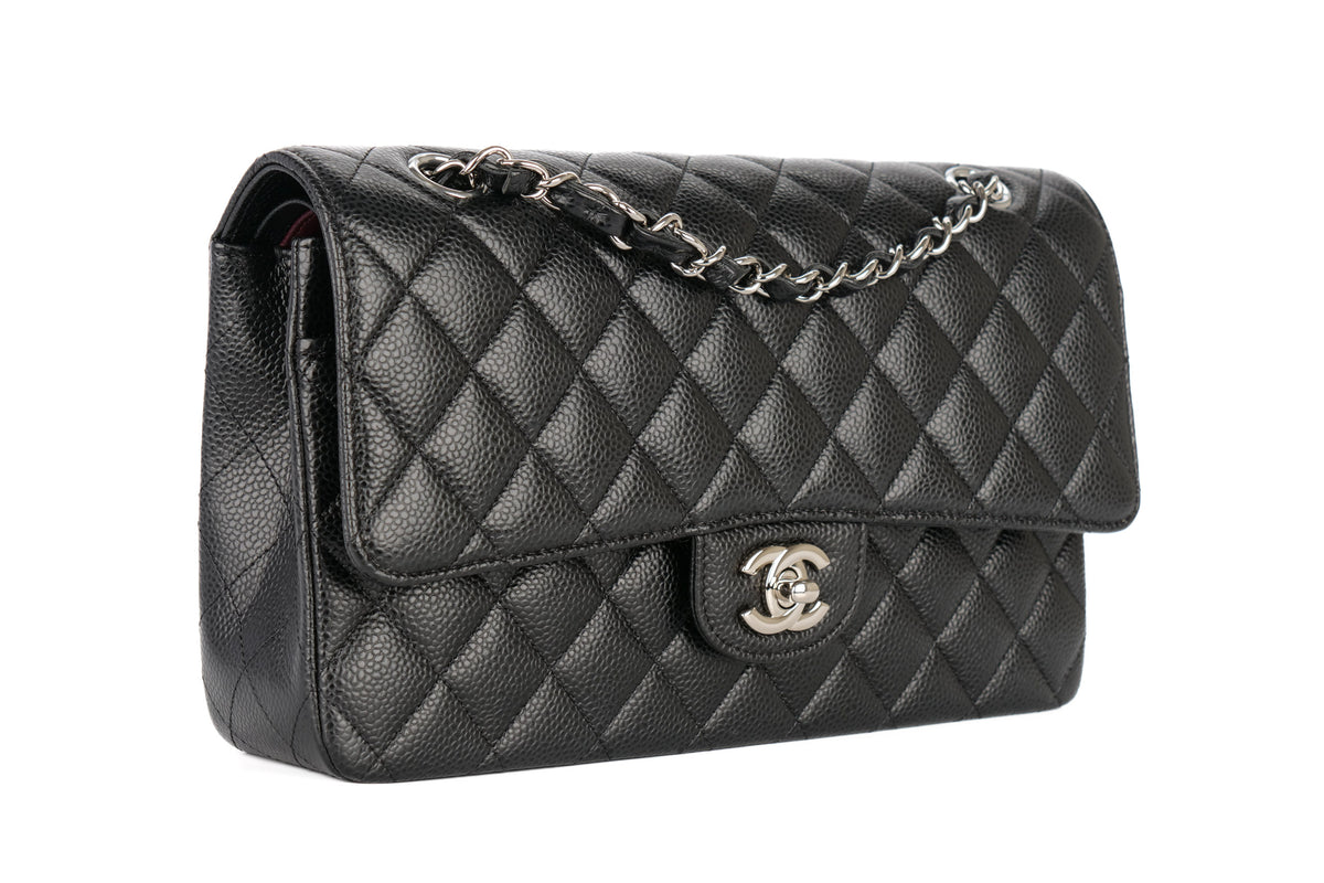 Chanel Medium Double Classic Flap Black Caviar Silver Hardware - view 2
