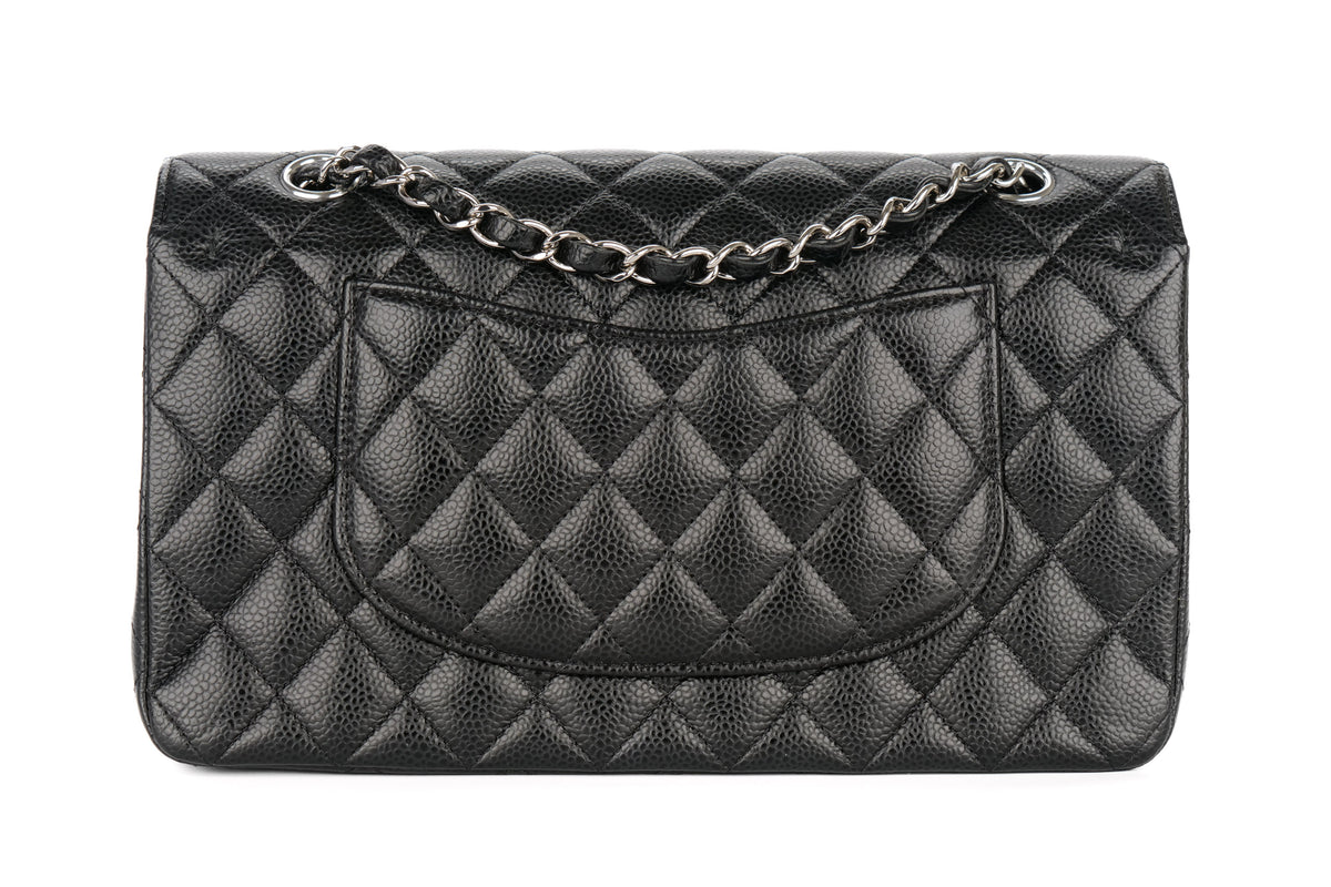 Chanel Medium Double Classic Flap Black Caviar Silver Hardware - view 3