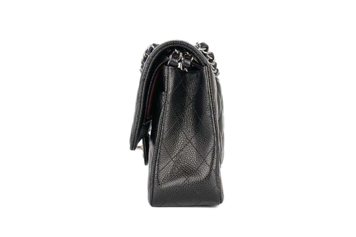 Chanel Medium Double Classic Flap Black Caviar Silver Hardware - view 4