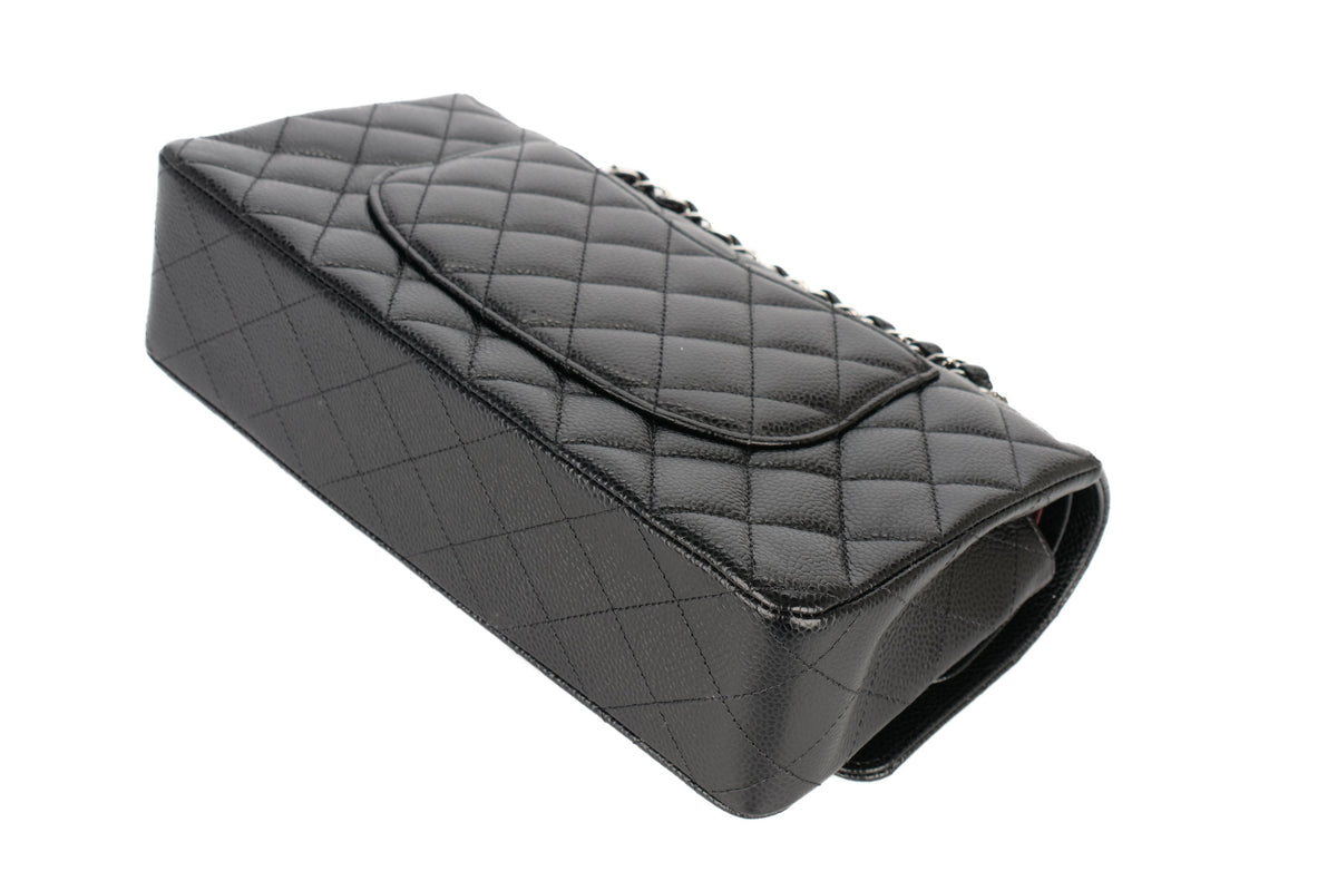 Chanel Medium Double Classic Flap Black Caviar Silver Hardware - view 15