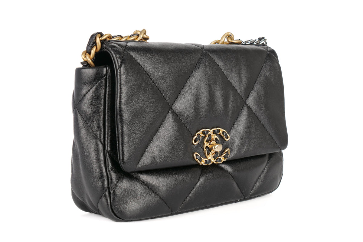 Chanel Medium 19 Black Lambskin Mixed Gold Hardware - view 2