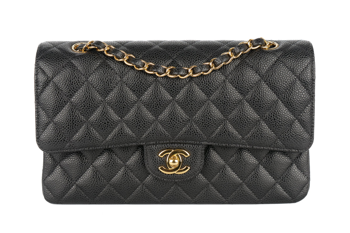 Chanel Medium Double Classic Flap Black Caviar Gold Hardware - view 1