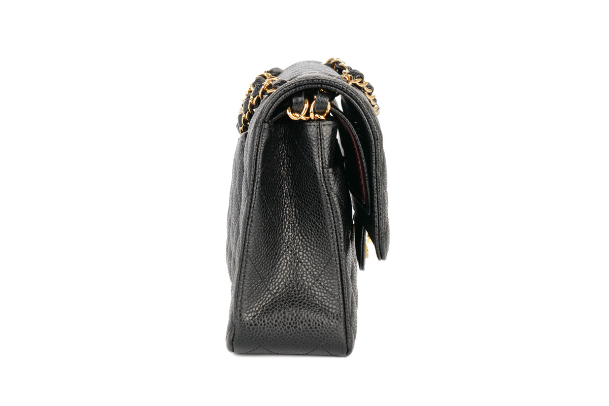 Chanel Medium Double Classic Flap Black Caviar Gold Hardware - view 5