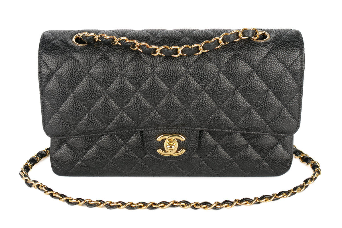 Chanel Medium Double Classic Flap Black Caviar Gold Hardware - view 8