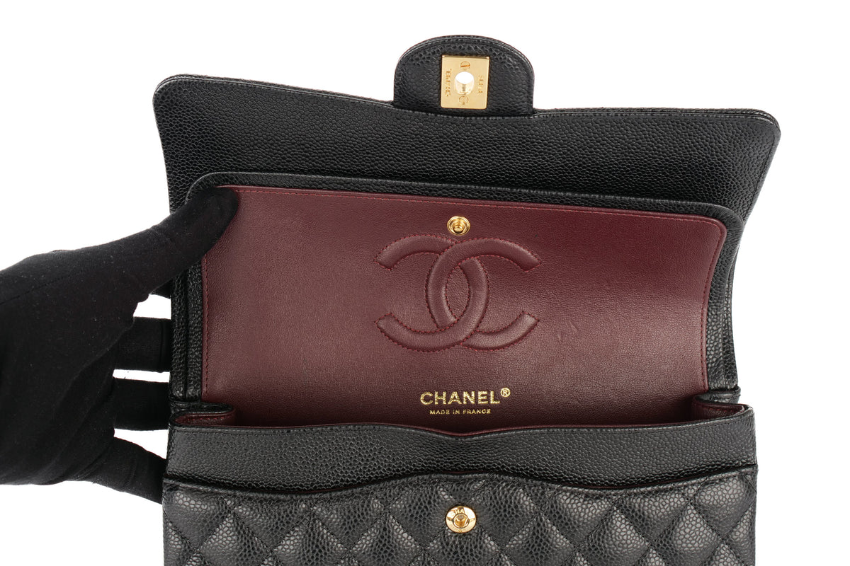 Chanel Medium Double Classic Flap Black Caviar Gold Hardware - view 10