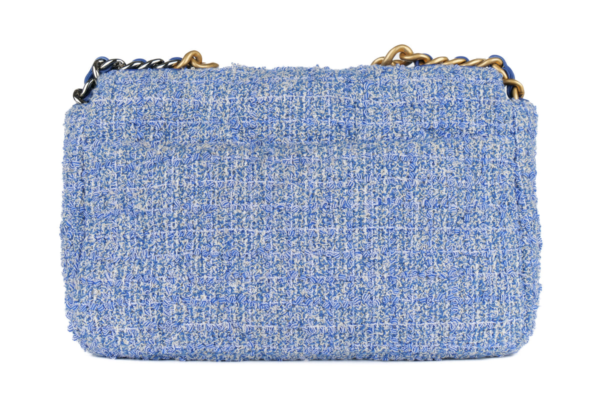 Chanel Medium 19 Blue Tweed Mixed Hardware - view 3