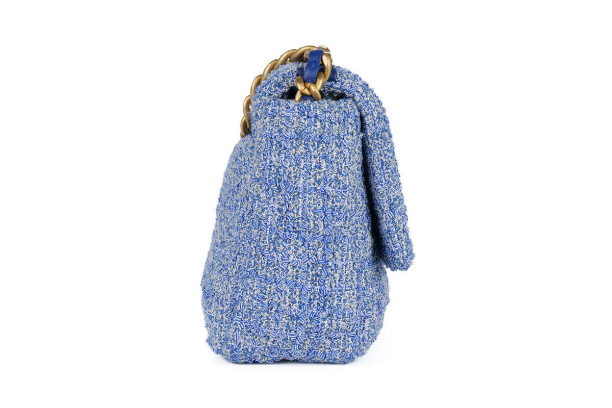 Chanel Medium 19 Blue Tweed Mixed Hardware - view 5
