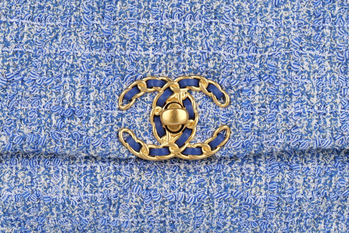Chanel Medium 19 Blue Tweed Mixed Hardware - view 7