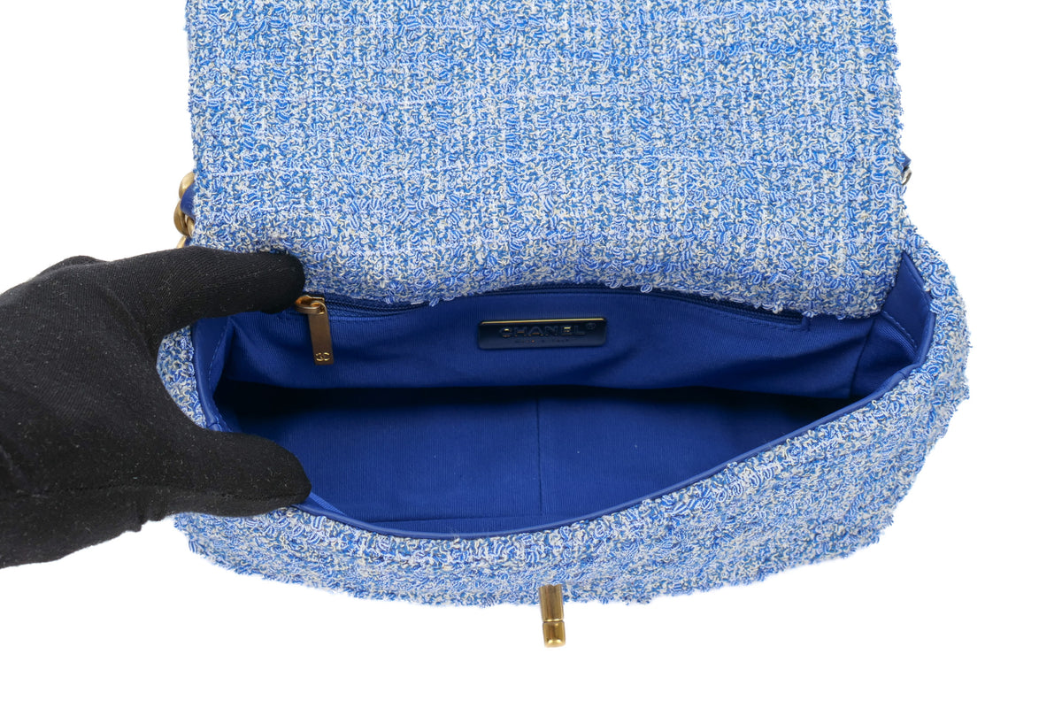 Chanel Medium 19 Blue Tweed Mixed Hardware - view 10