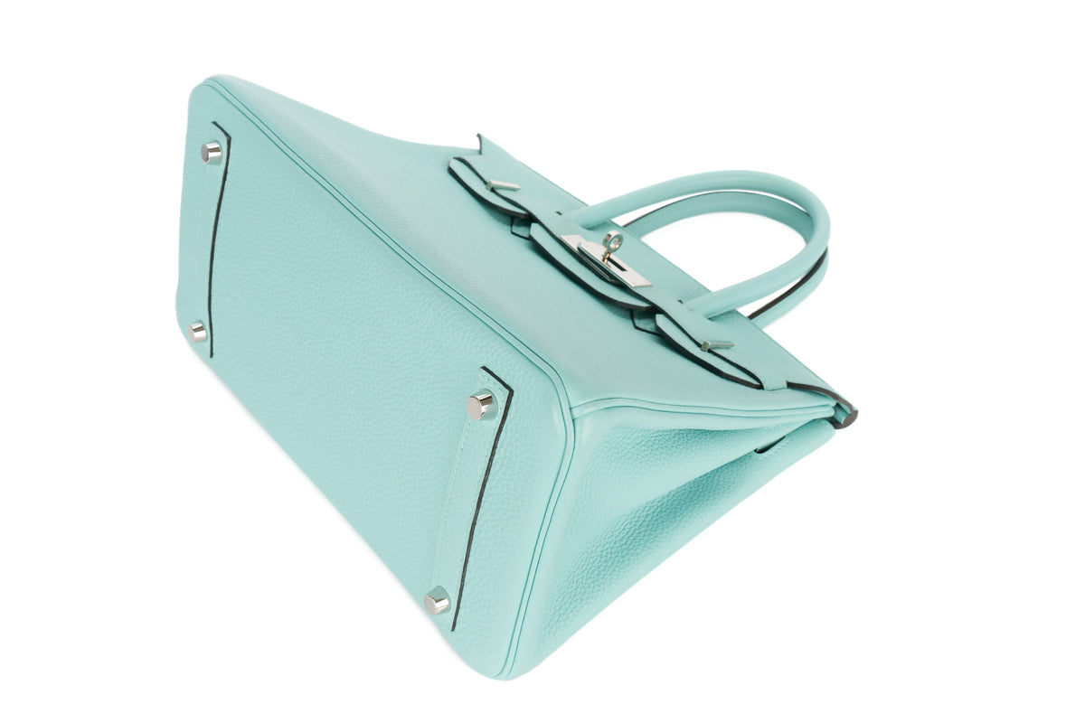 Hermès Birkin 30 Bleu Atoll Togo Palladium Hardware - view 12