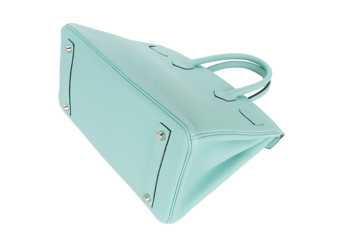 Hermès Birkin 30 Bleu Atoll Togo Palladium Hardware - view 14