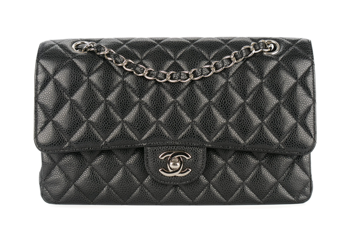 Chanel Medium Double Classic Flap Black Caviar Silver Hardware - view 1