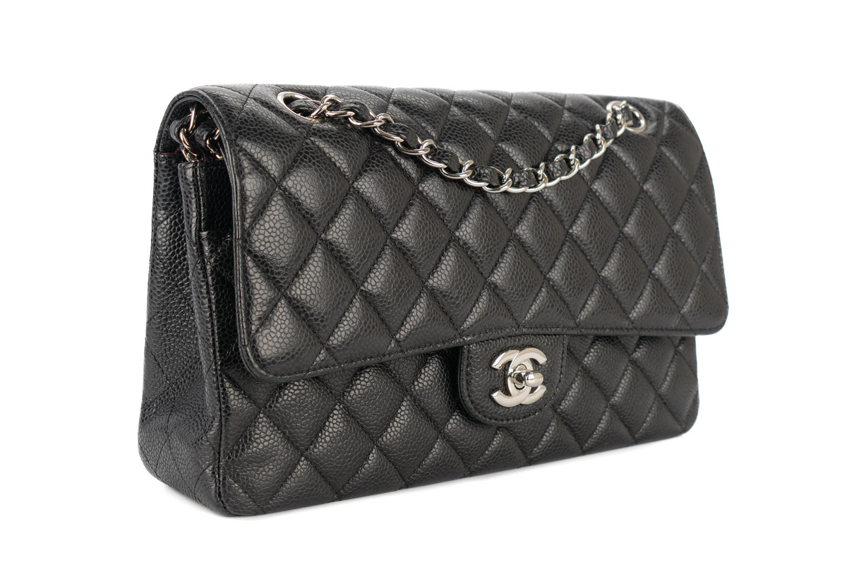 Chanel Medium Double Classic Flap Black Caviar Silver Hardware - view 2