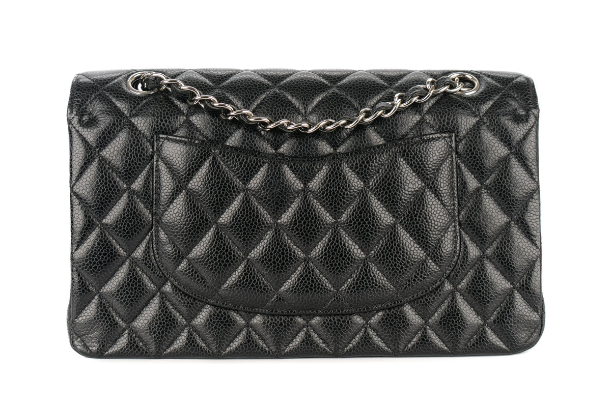 Chanel Medium Double Classic Flap Black Caviar Silver Hardware - view 3