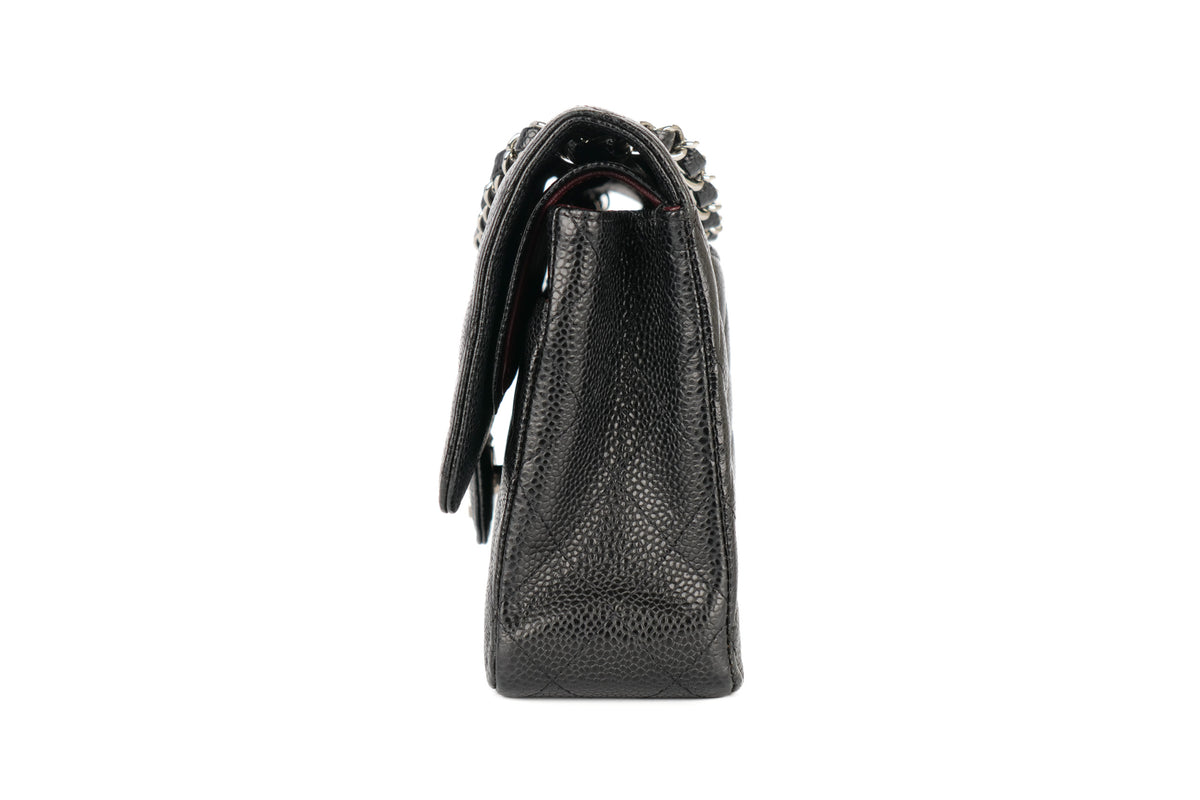 Chanel Medium Double Classic Flap Black Caviar Silver Hardware - view 4