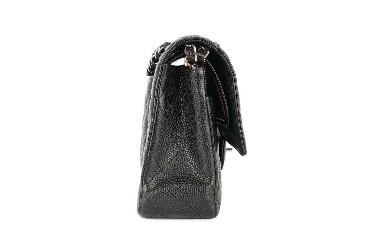 Chanel Medium Double Classic Flap Black Caviar Silver Hardware - view 5