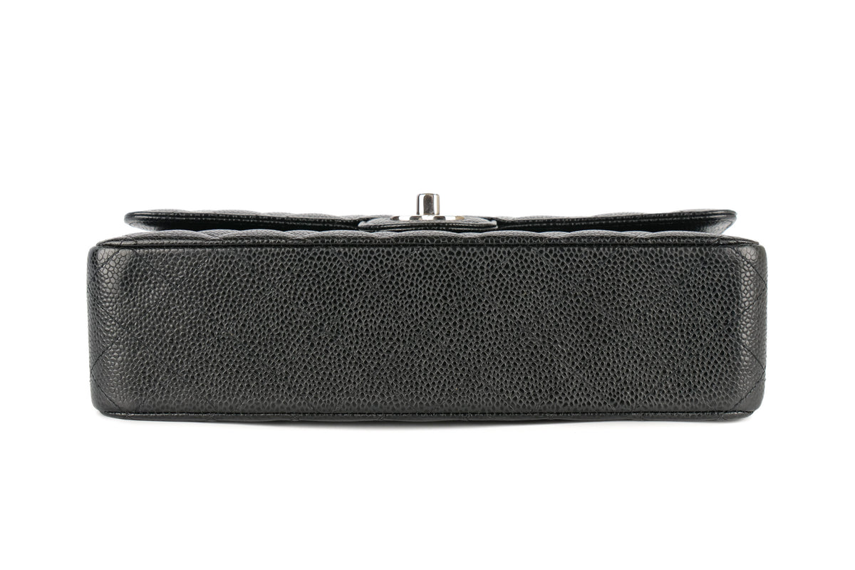 Chanel Medium Double Classic Flap Black Caviar Silver Hardware - view 6