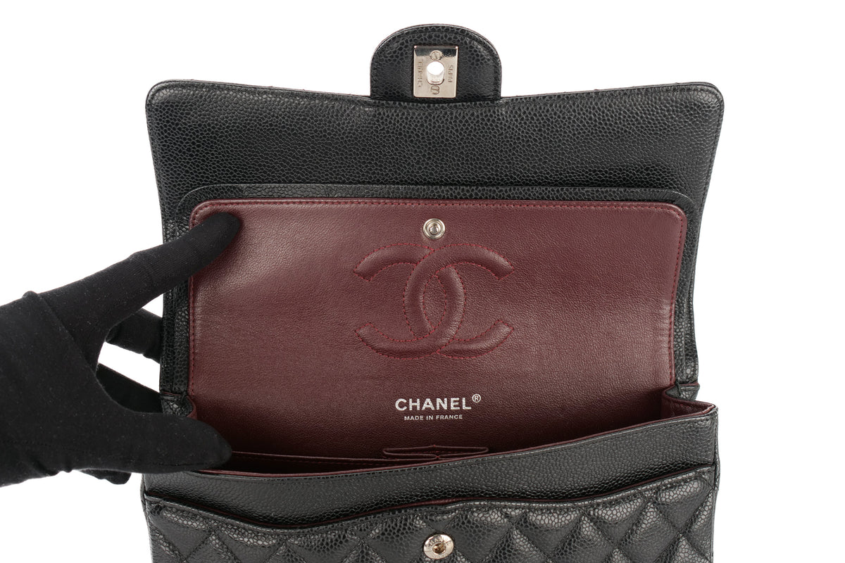 Chanel Medium Double Classic Flap Black Caviar Silver Hardware - view 10