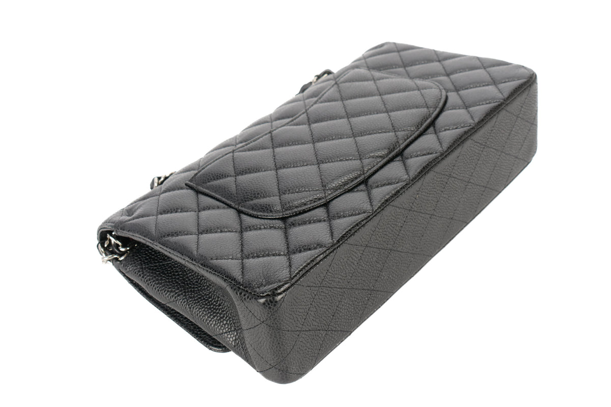 Chanel Medium Double Classic Flap Black Caviar Silver Hardware - view 14