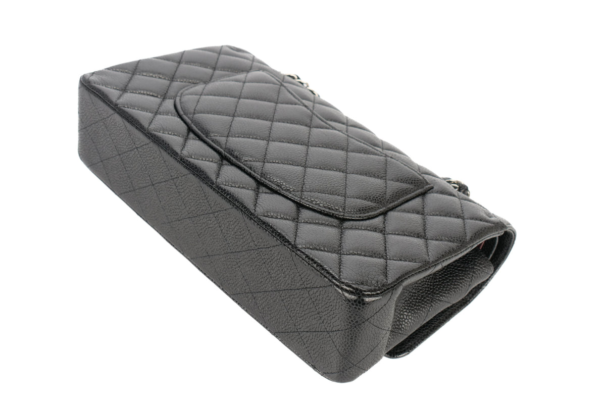 Chanel Medium Double Classic Flap Black Caviar Silver Hardware - view 15