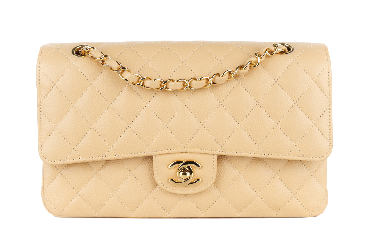 Chanel Medium Double Classic Flap Beige Caviar Gold Hardware - view 1