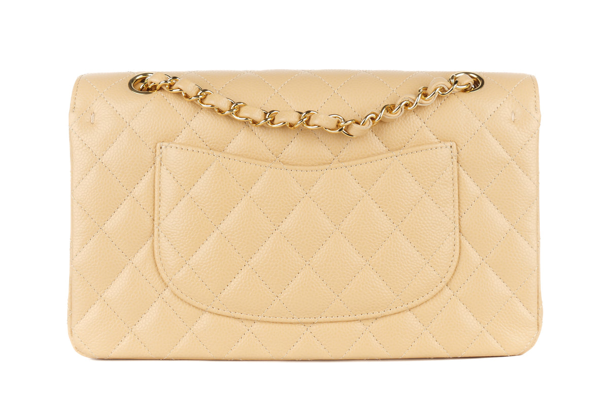 Chanel Medium Double Classic Flap Beige Caviar Gold Hardware - view 3